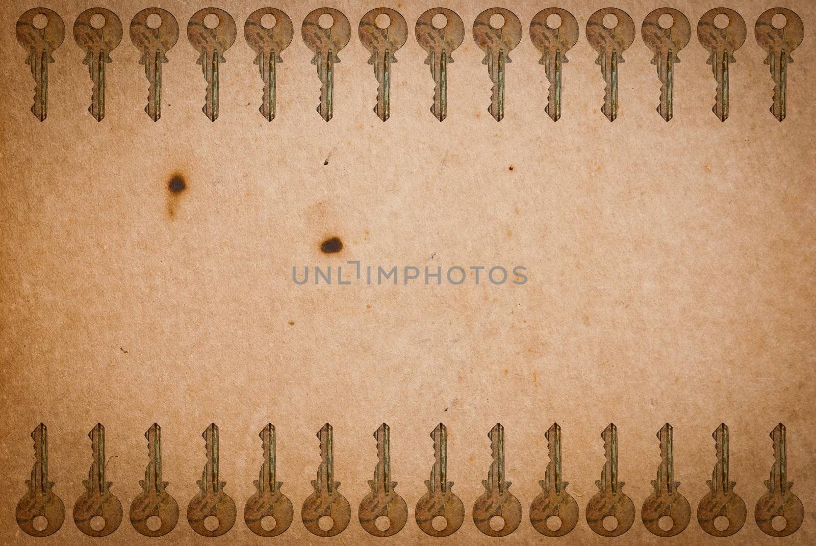 Rusty keys on old paper background by sasilsolutions