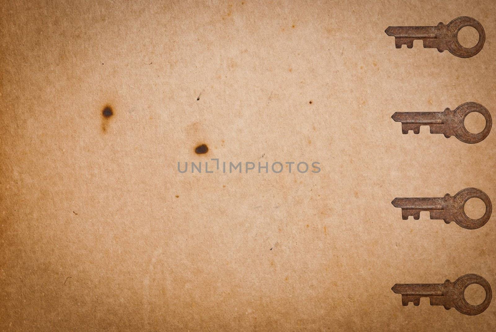 Rusty keys on old paper background by sasilsolutions