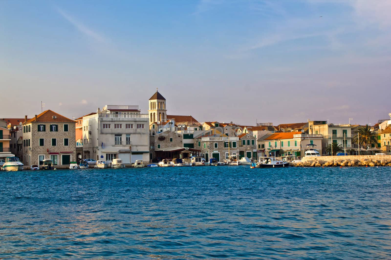 Adriatic town of Vodice waterfront with mediterranean architecture, Dalmatia, Croatia