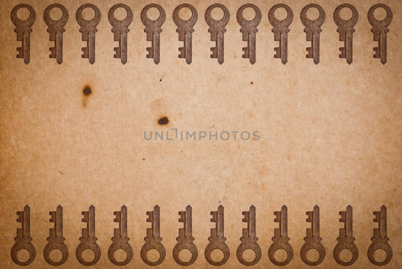 Rusty keys on old paper background by sasilsolutions