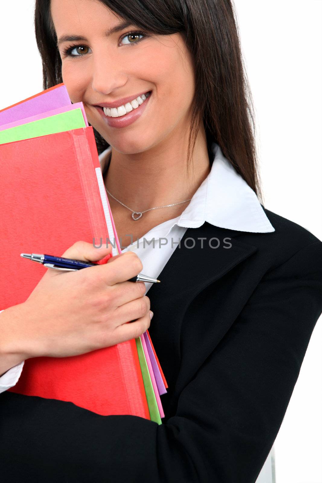 professional woman with folders by phovoir