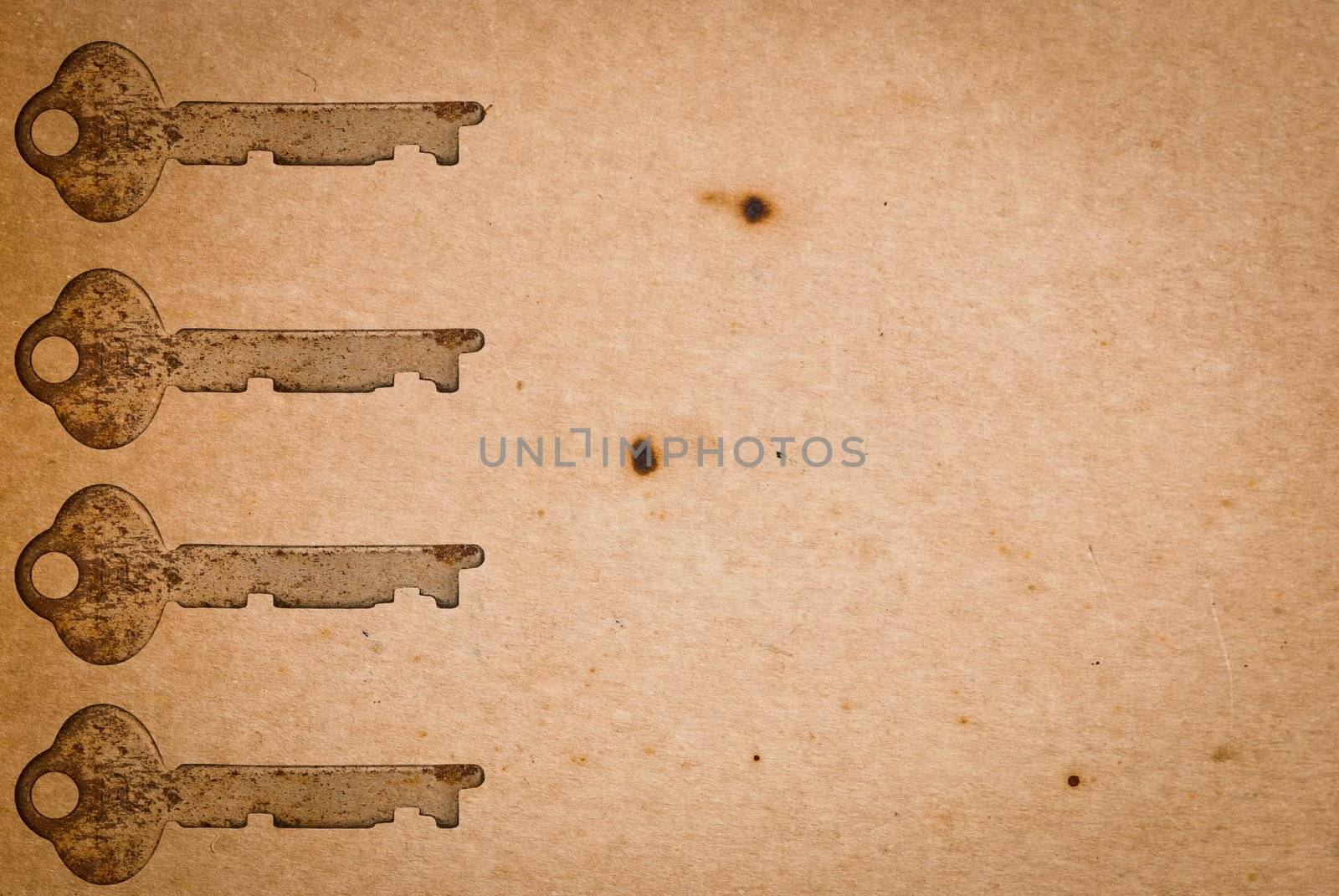 Rusty keys on old paper background by sasilsolutions
