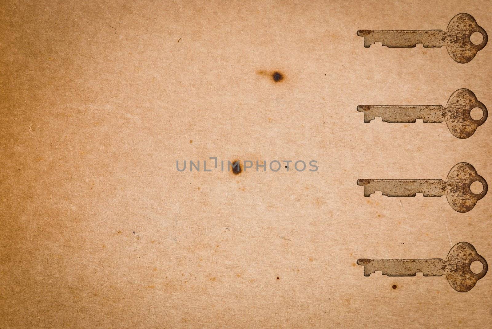 Rusty keys on old paper background by sasilsolutions