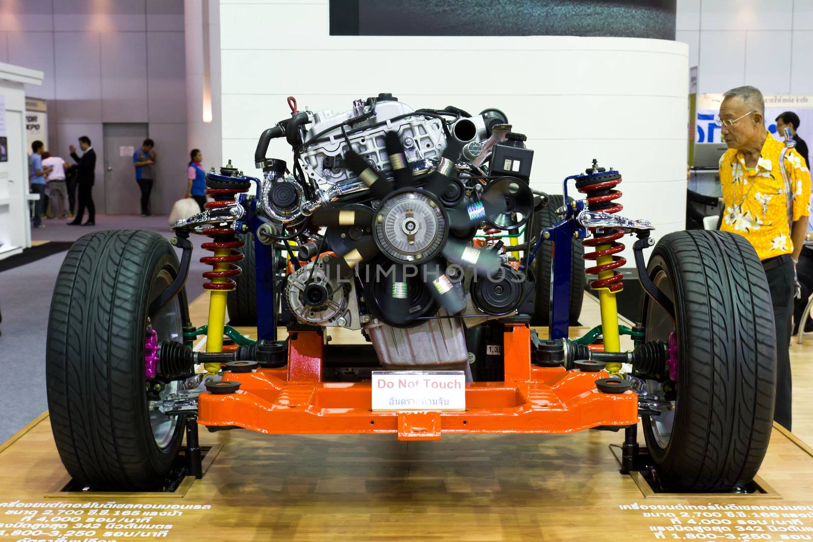 NONTHABURI,THAILAND - DECEMBER 3,2011:Car frame and Engine on Display at Thailand International Motor Expo 2011 ,December 3 in Nonthaburi, Thailand