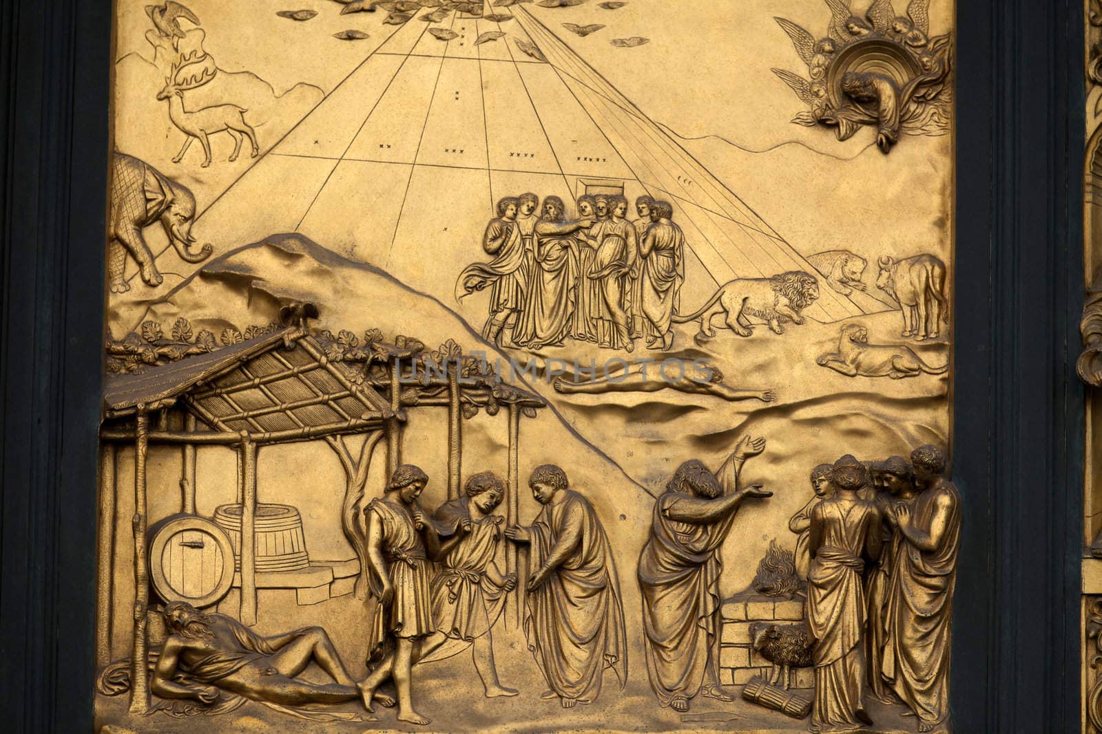 Florence - Baptistery , Panel of the Door of Paradise - The drunkenness of Noah
