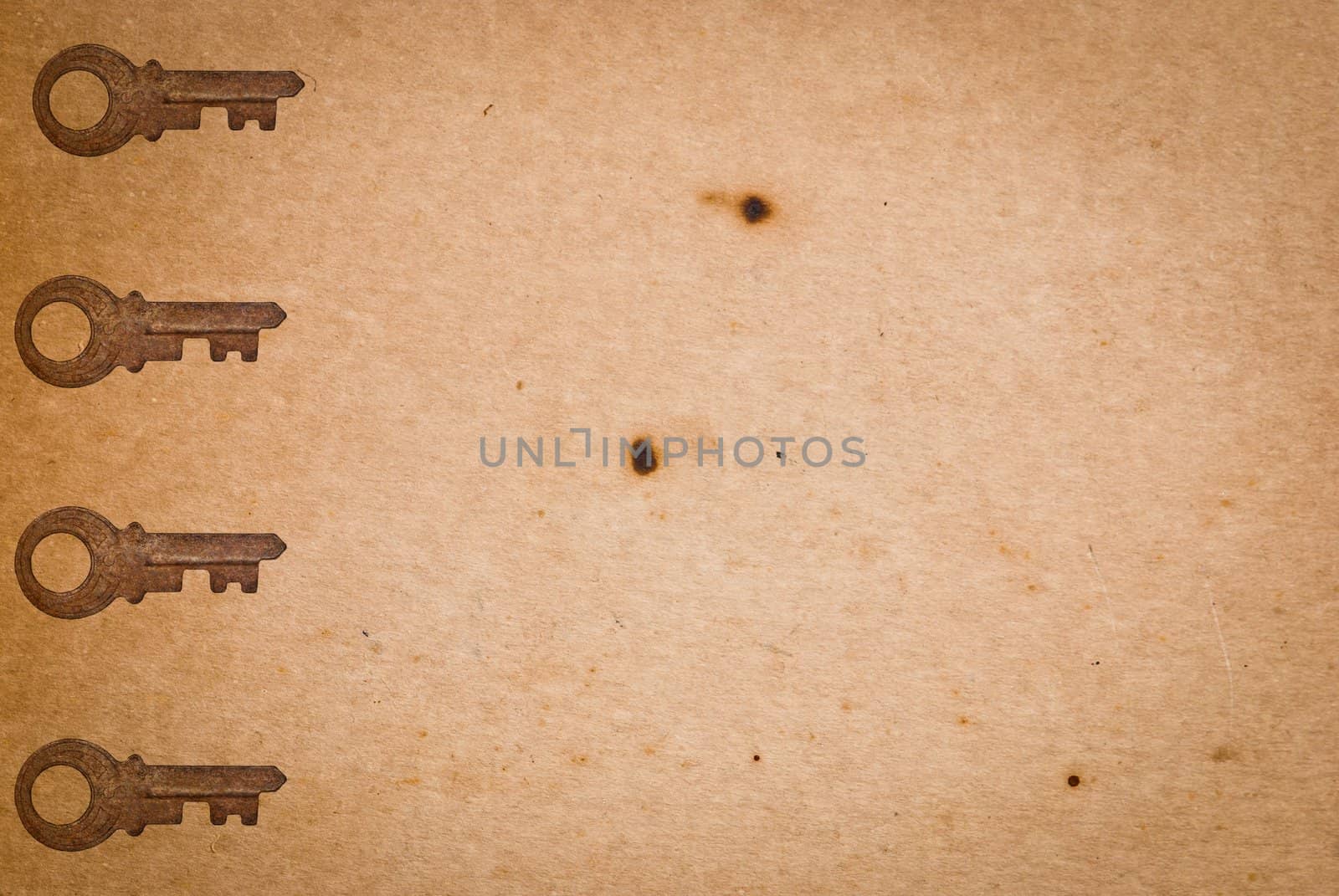 Rusty keys on old paper background by sasilsolutions