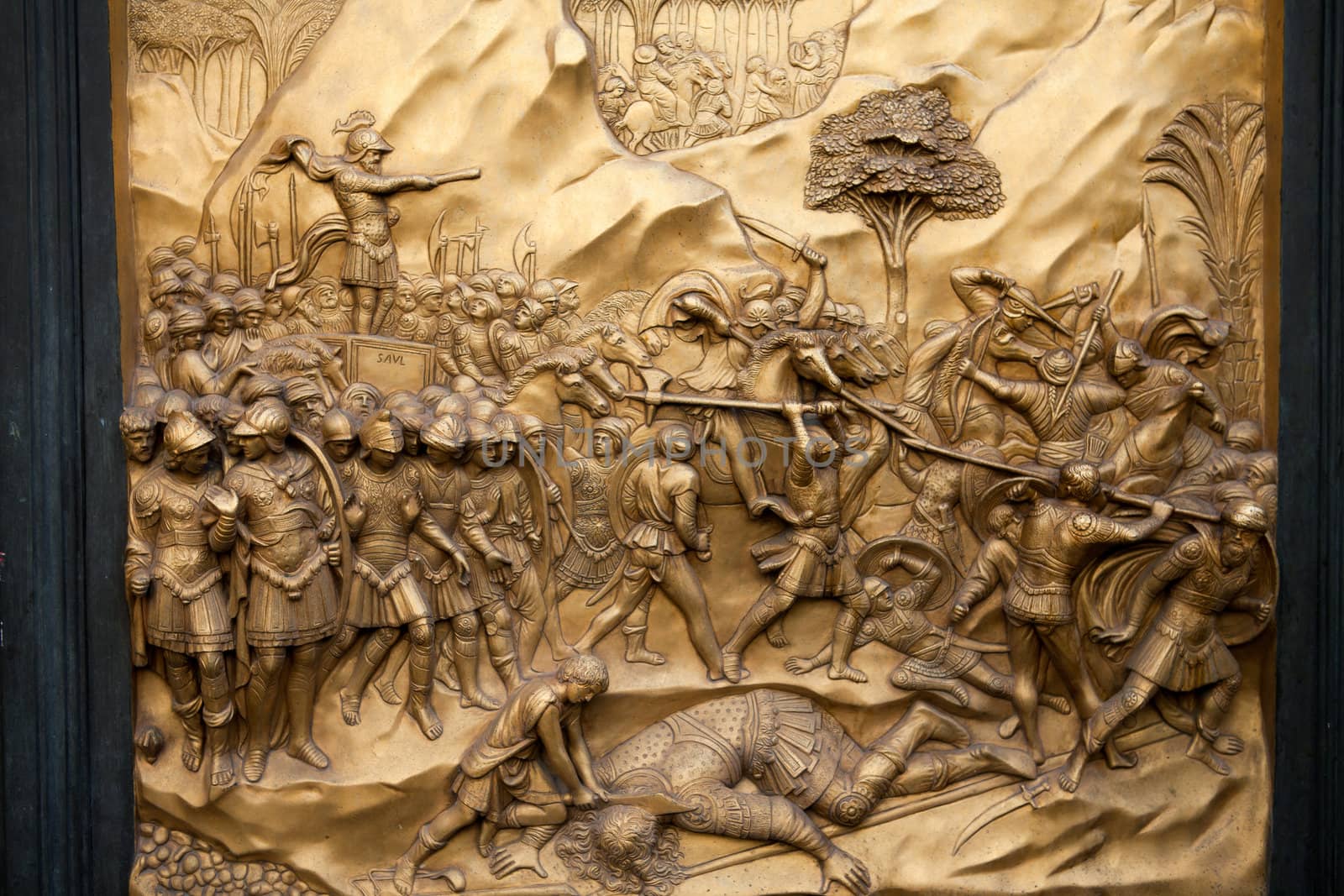 Florence - Baptistery , Panel of the Door of Paradise. David and Goliath