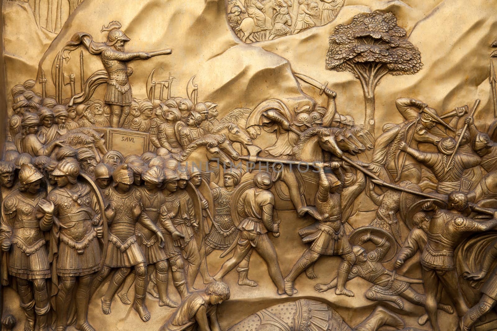 Florence - Baptistery , Panel of the Door of Paradise. David and Goliath