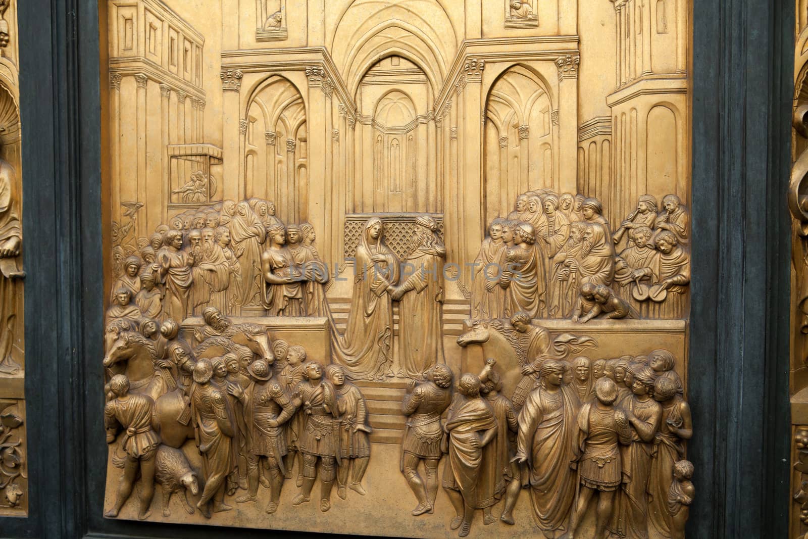 Florence - Baptistery , Panel of the Door of Paradise. Solomon and the Queen of Sheba