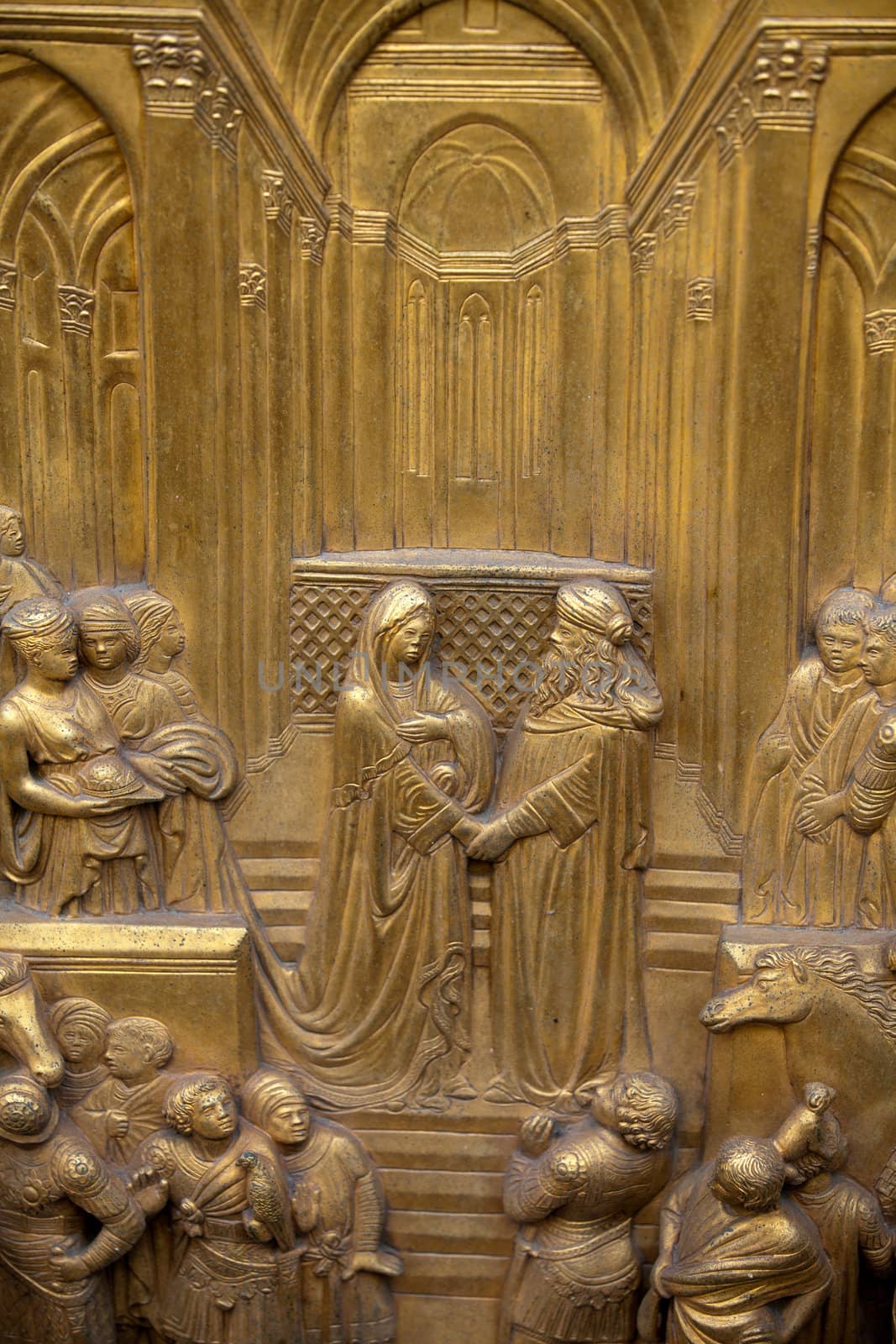 Florence - Baptistery , Panel of the Door of Paradise. Solomon and the Queen of Sheba