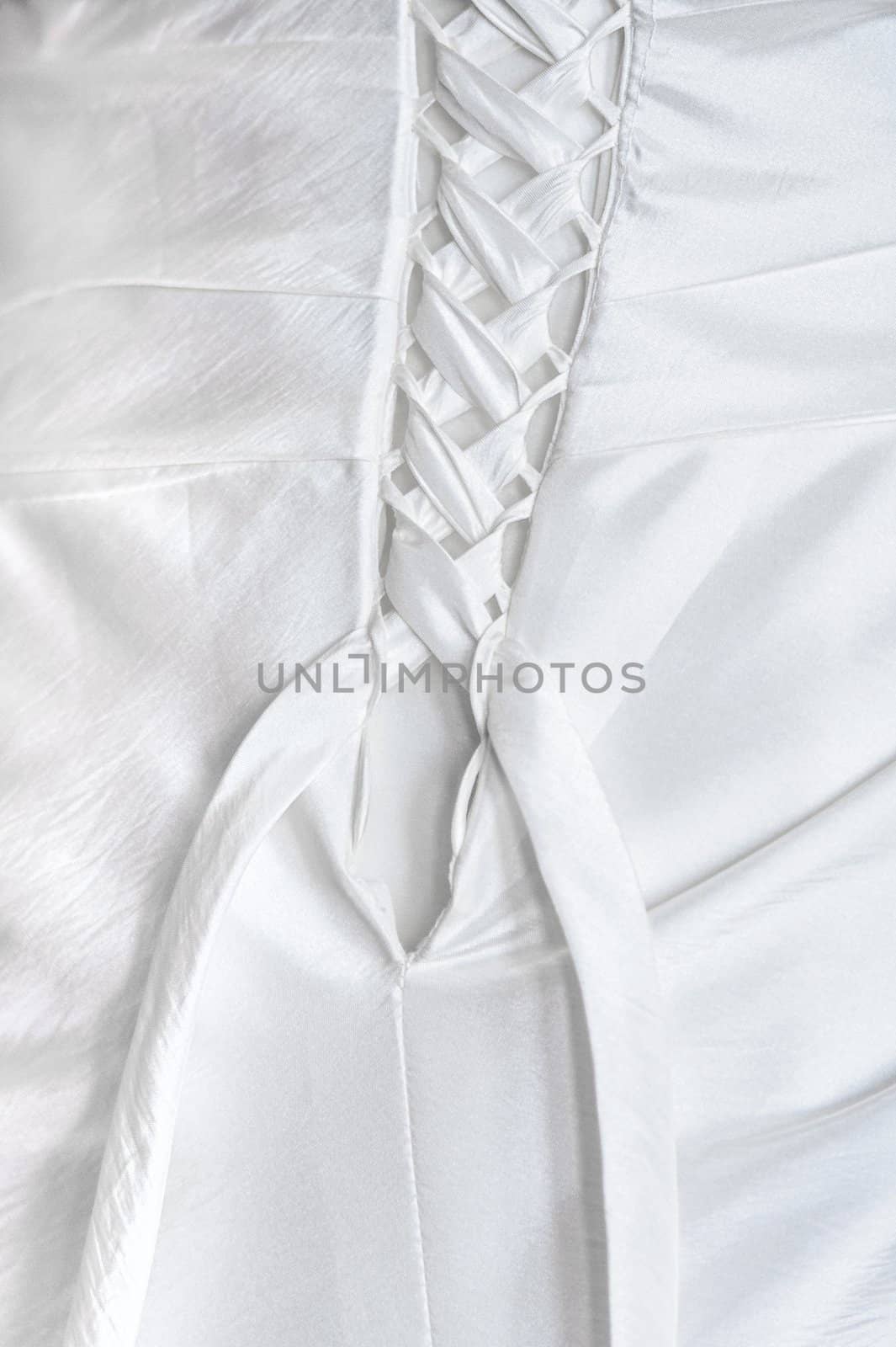 Close up of a white Wedding Dress with Lace