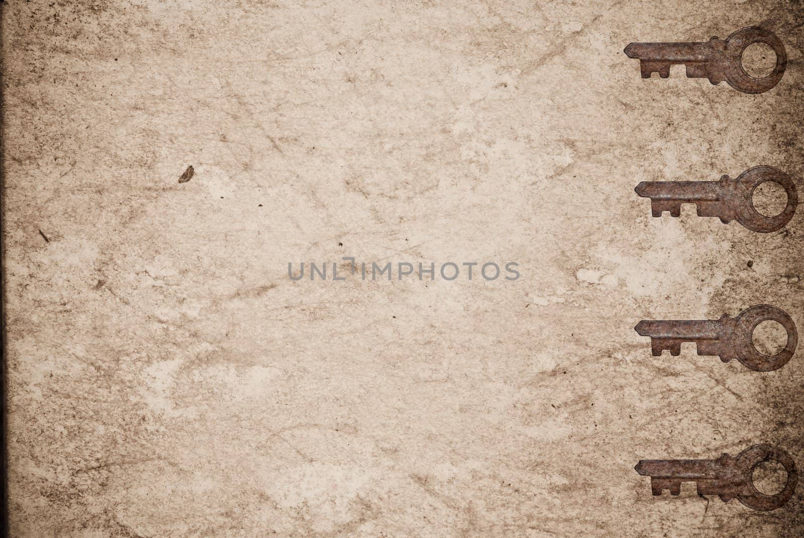 Rusty keys on old paper background by sasilsolutions