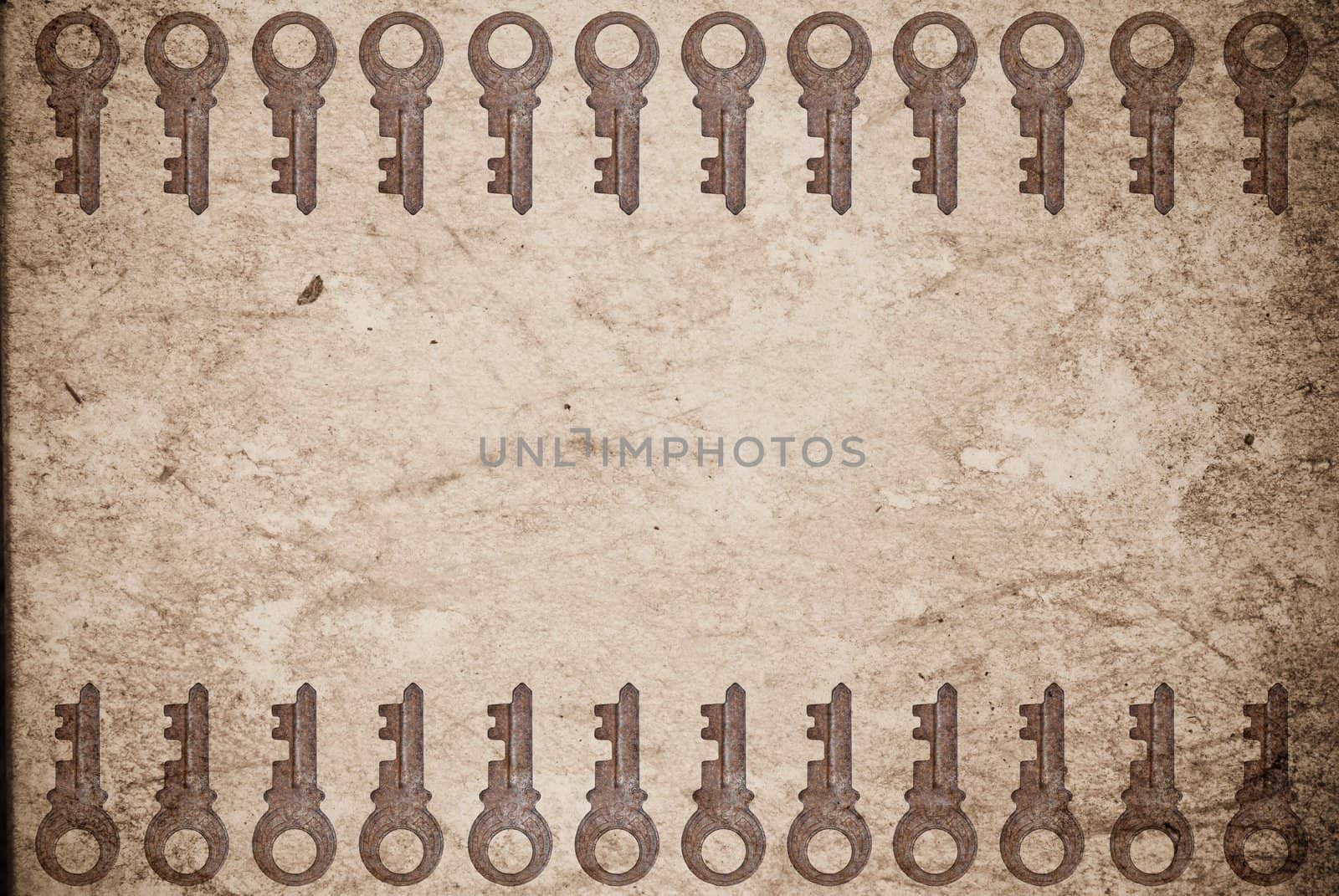 Rusty keys on old paper background by sasilsolutions