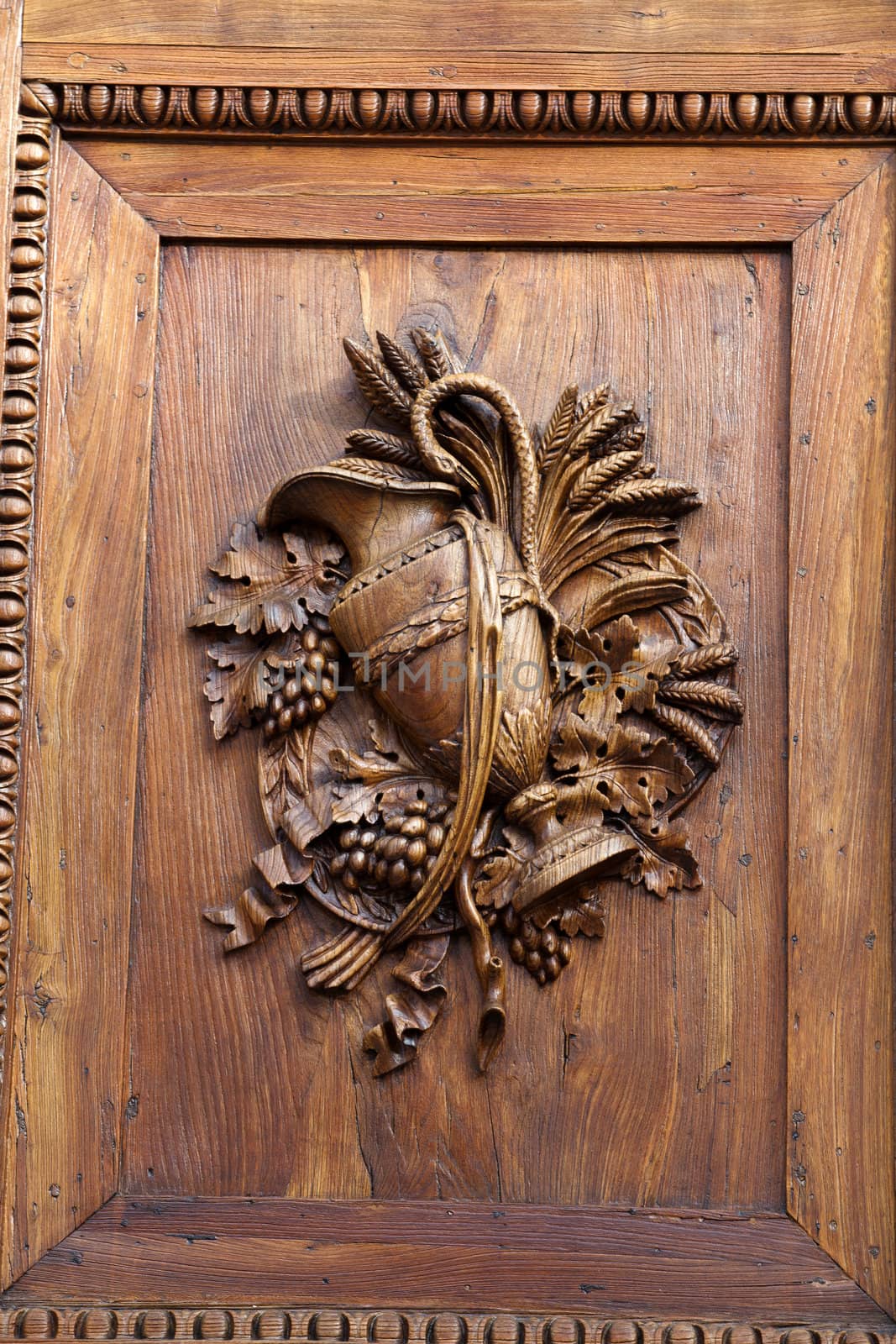 Florence-Wooden door of the Basilica of Santa Croce