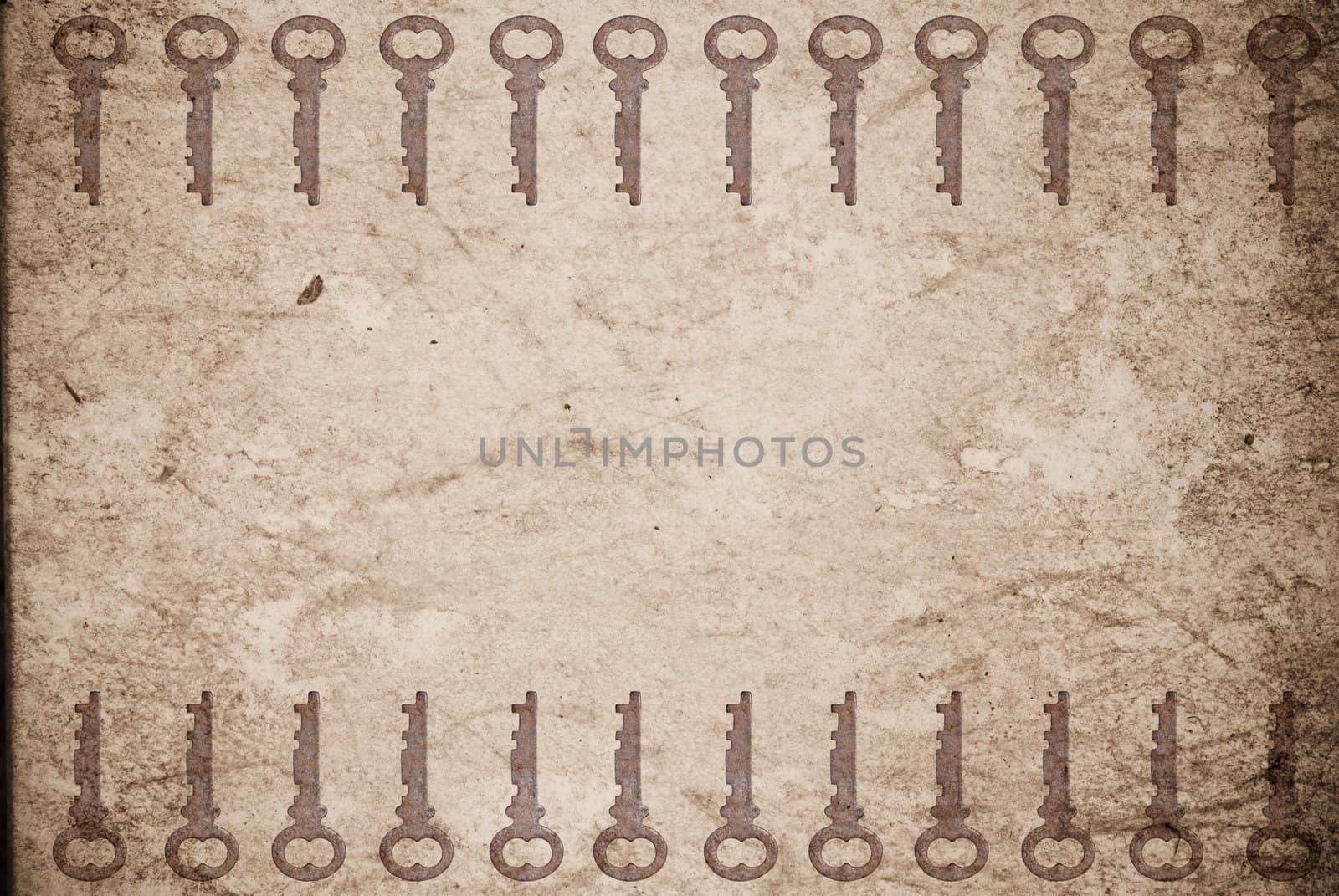 Rusty keys on old paper background by sasilsolutions