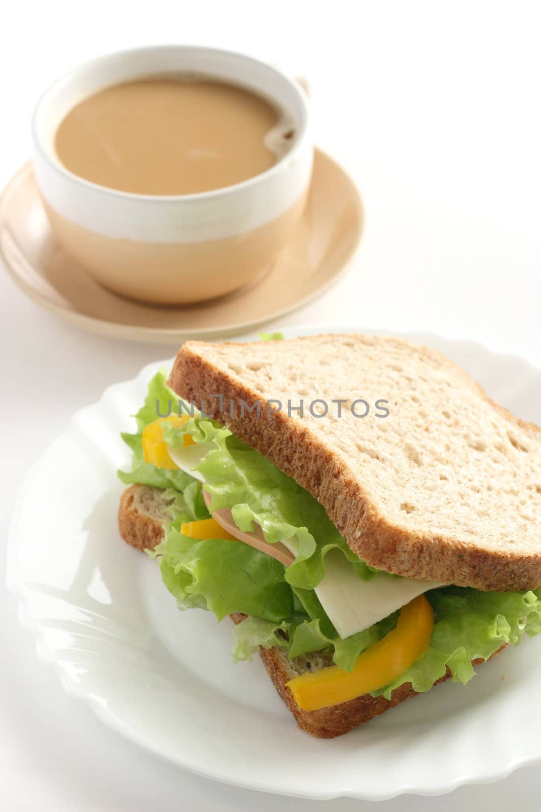sandwich with cup of coffee