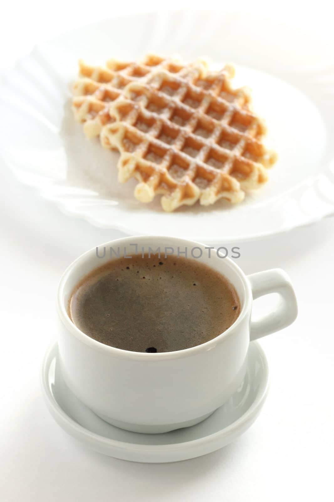 waffles with a cup of coffee