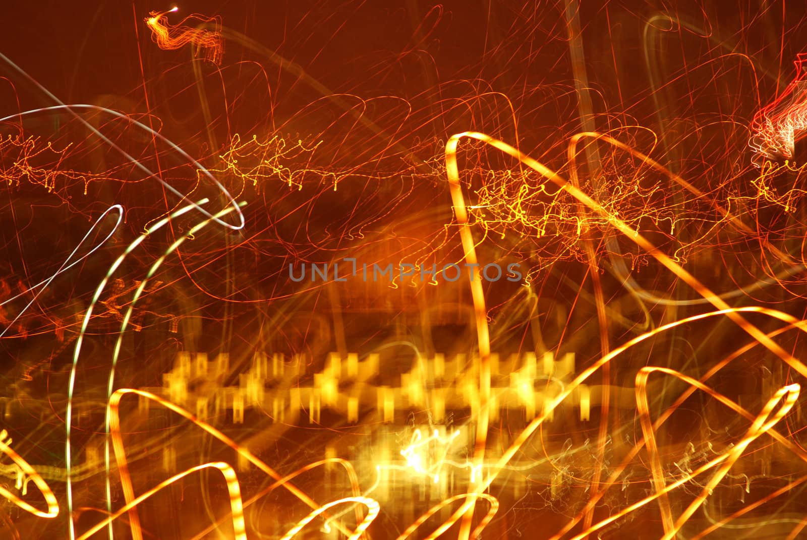 An abstract photograph of city lights at night