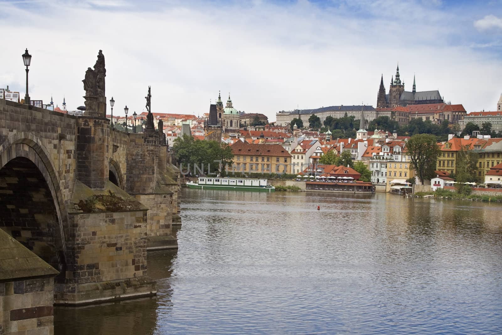 Vista of Prague near the Charles Bridge.