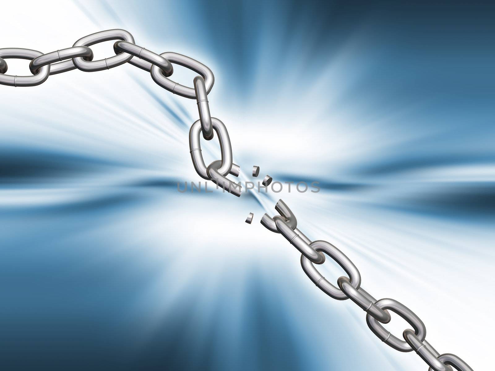 3D render of breaking chains