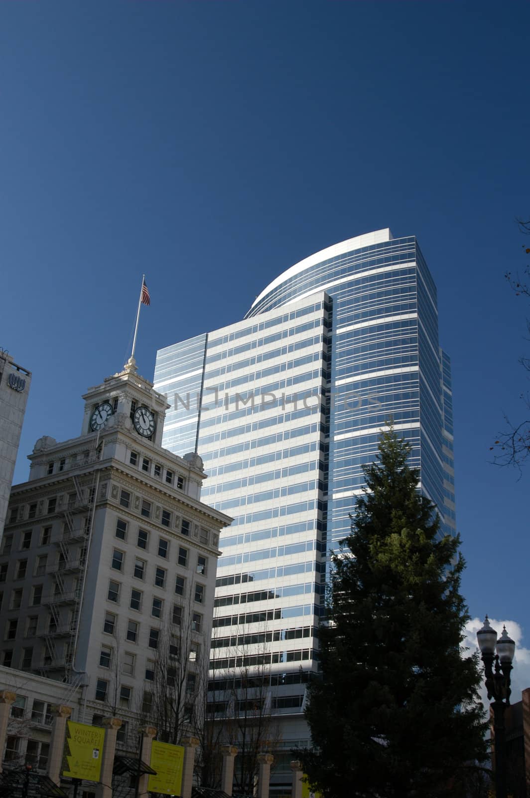 Downtown view of Portland Oregon during the fall of the year