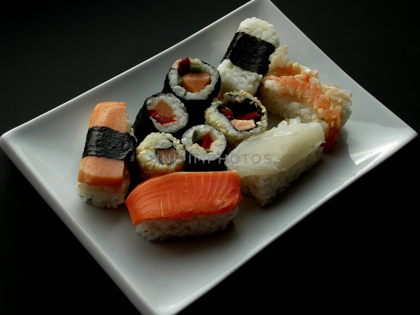 Dish of sushi.
