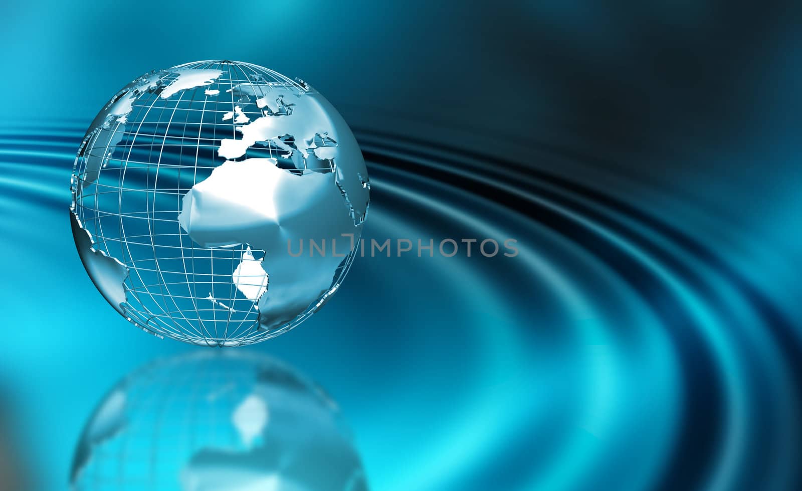 3D render of a wireframe globe on an abstract background