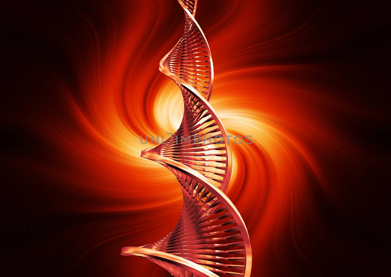 3D render of DNA strands on abstract background