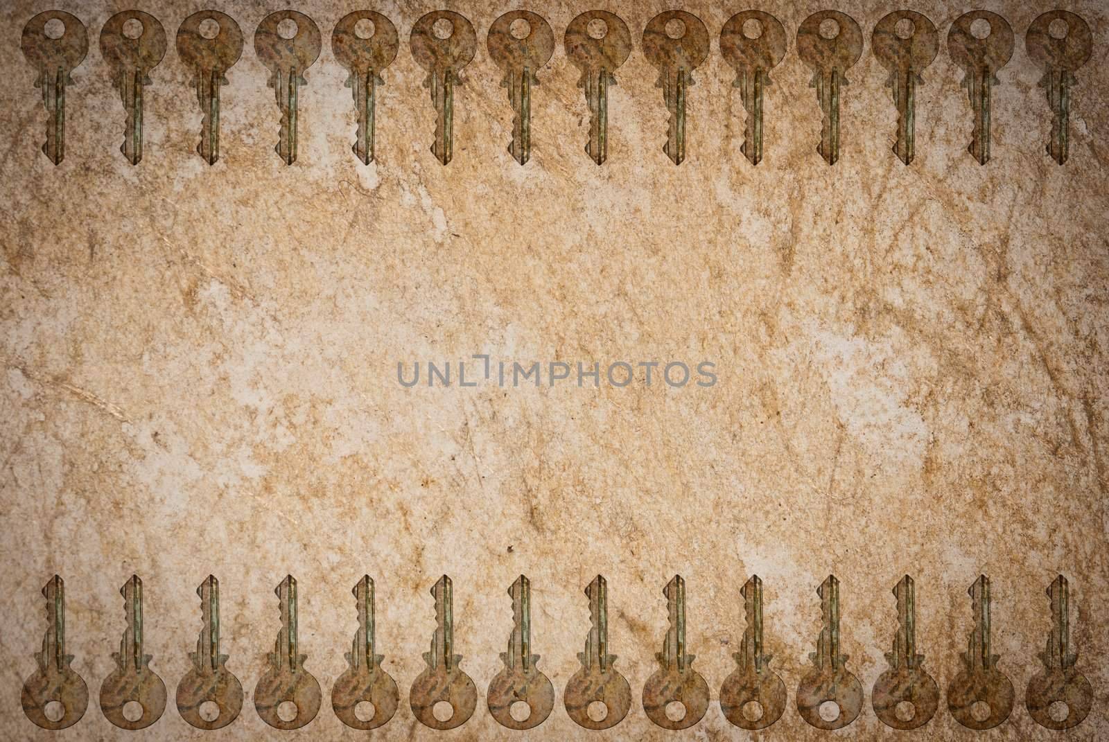 Rusty keys on old paper background by sasilsolutions