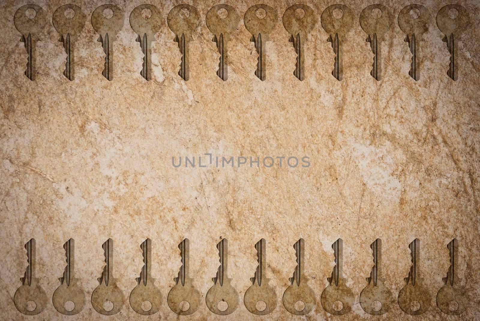 Rusty keys on old paper background by sasilsolutions