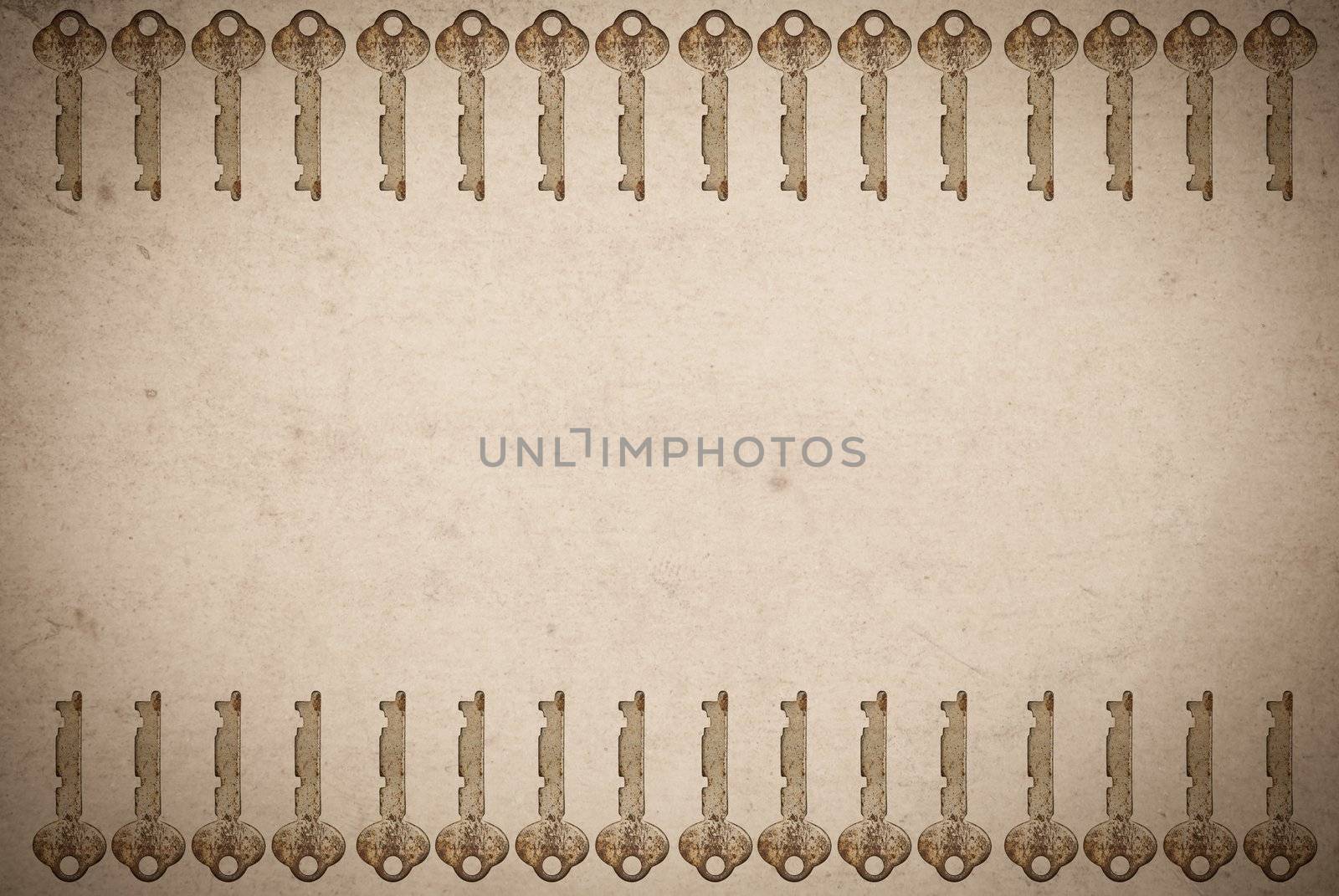 Rusty keys on old paper background by sasilsolutions