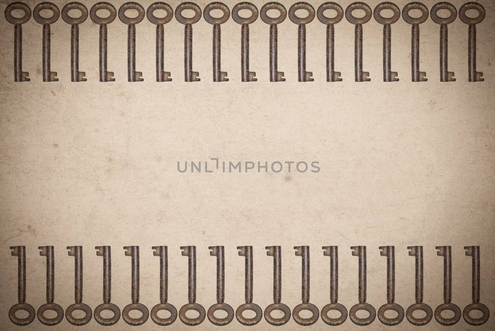 Rusty keys on old paper background by sasilsolutions