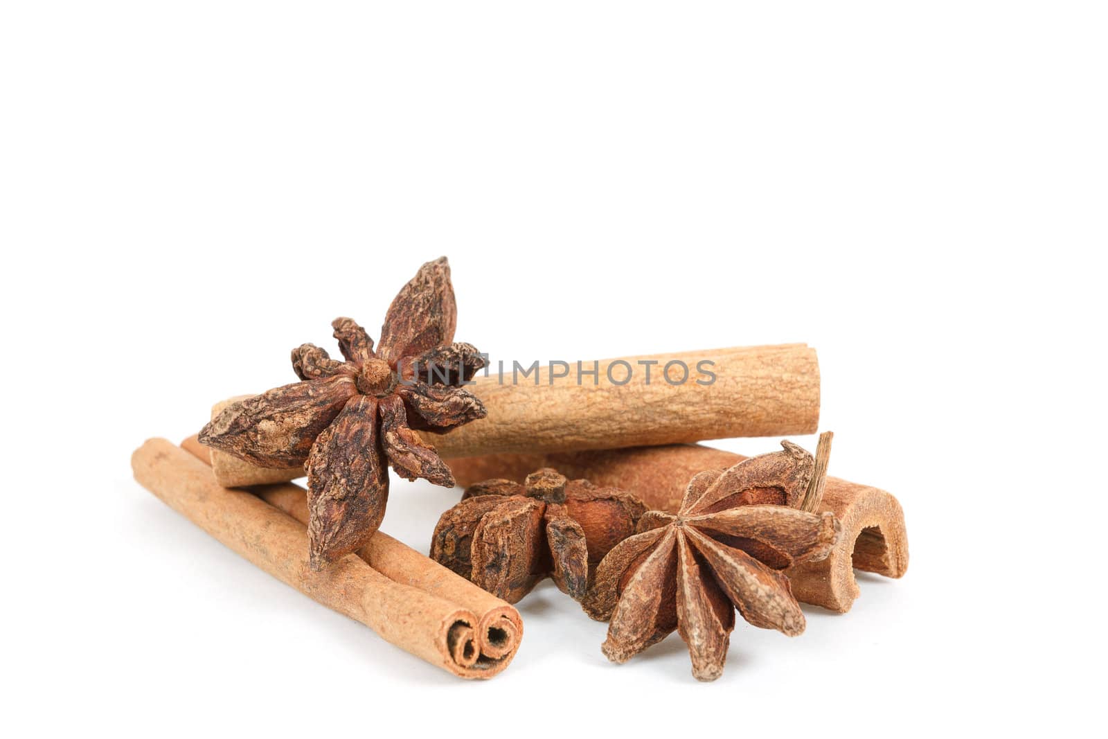 Star Anise and cinnamon isolated on white 