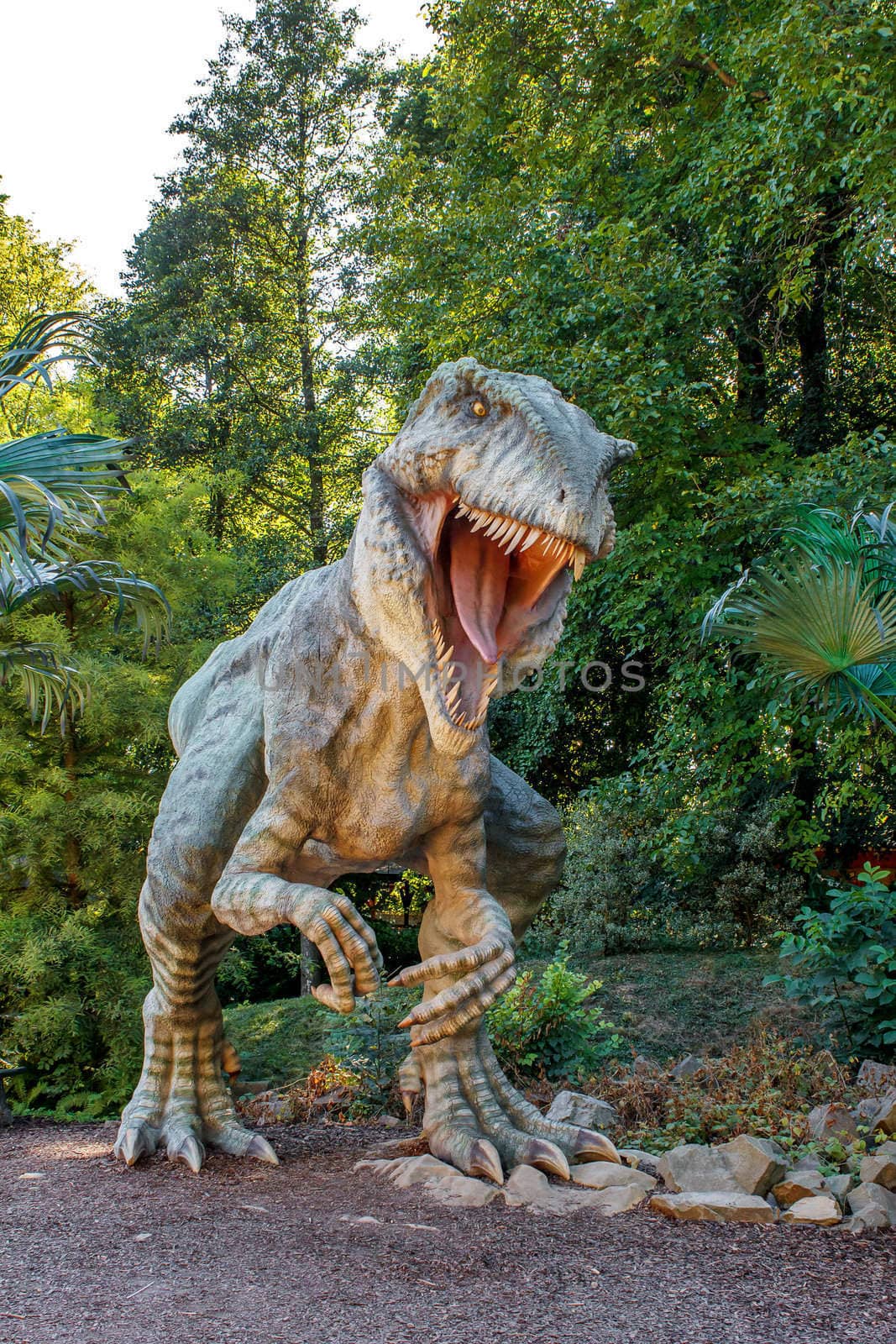 model of big tyranosaurus rex in the jungle