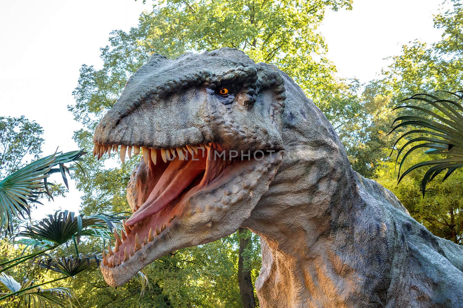 model of big tyranosaurus rex in the jungle