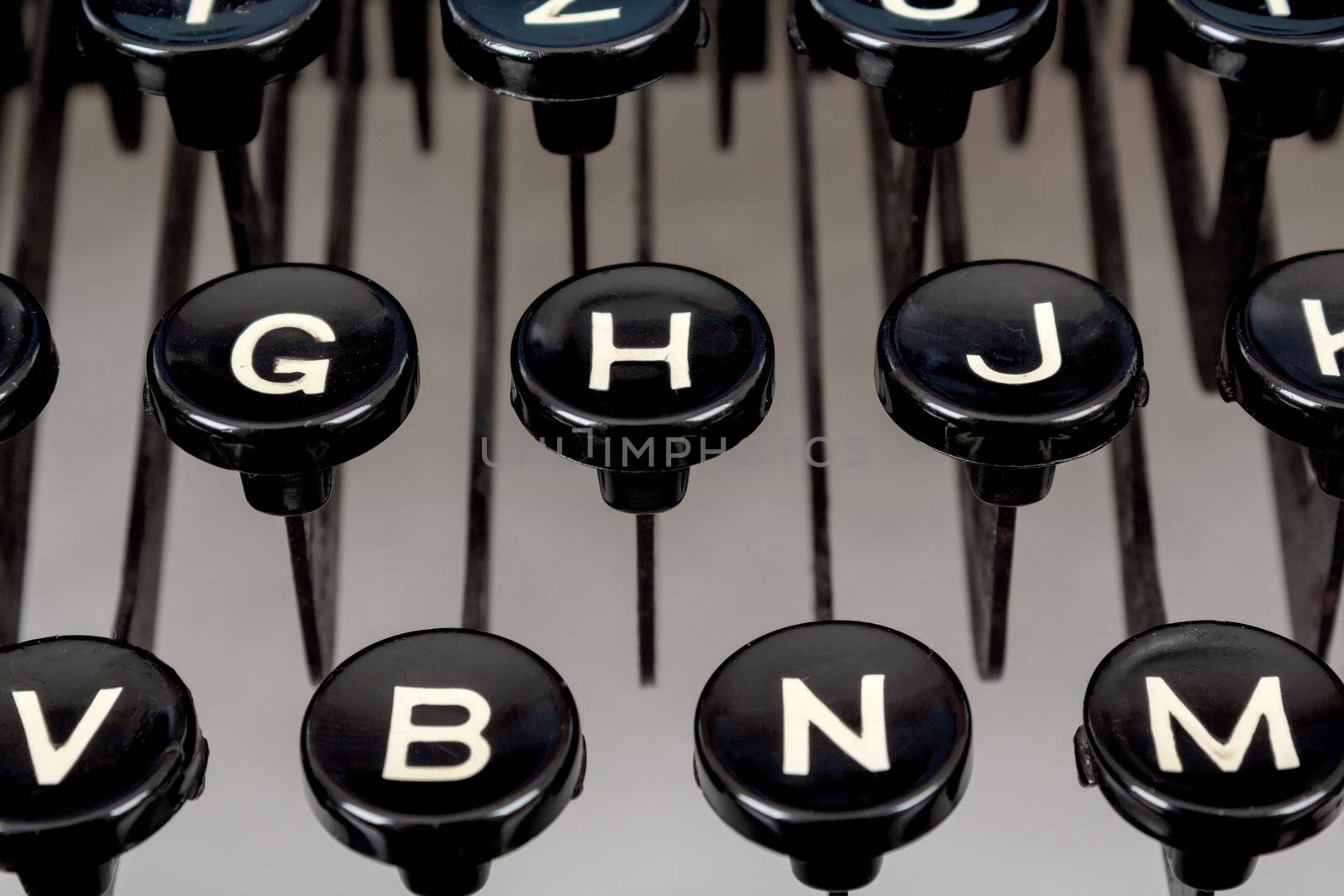 detail of black keys on retro typewriter