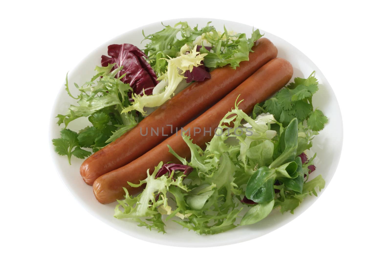 sausages with salad