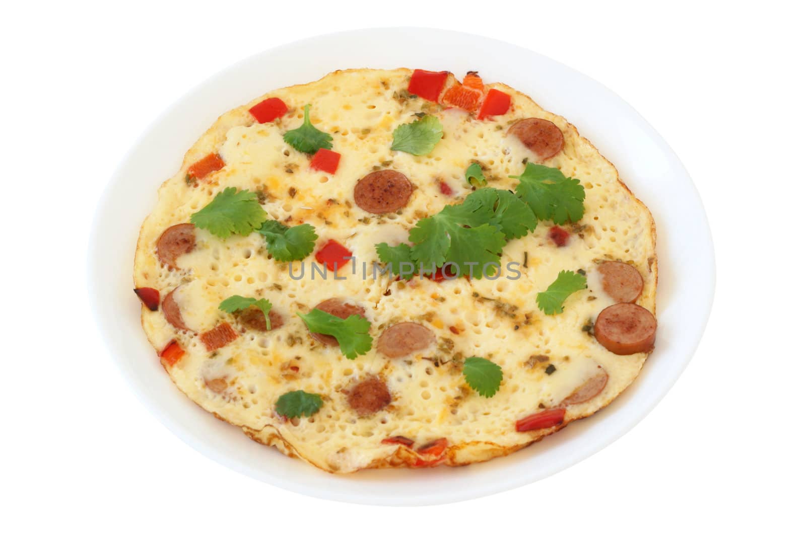 omelet with sausages