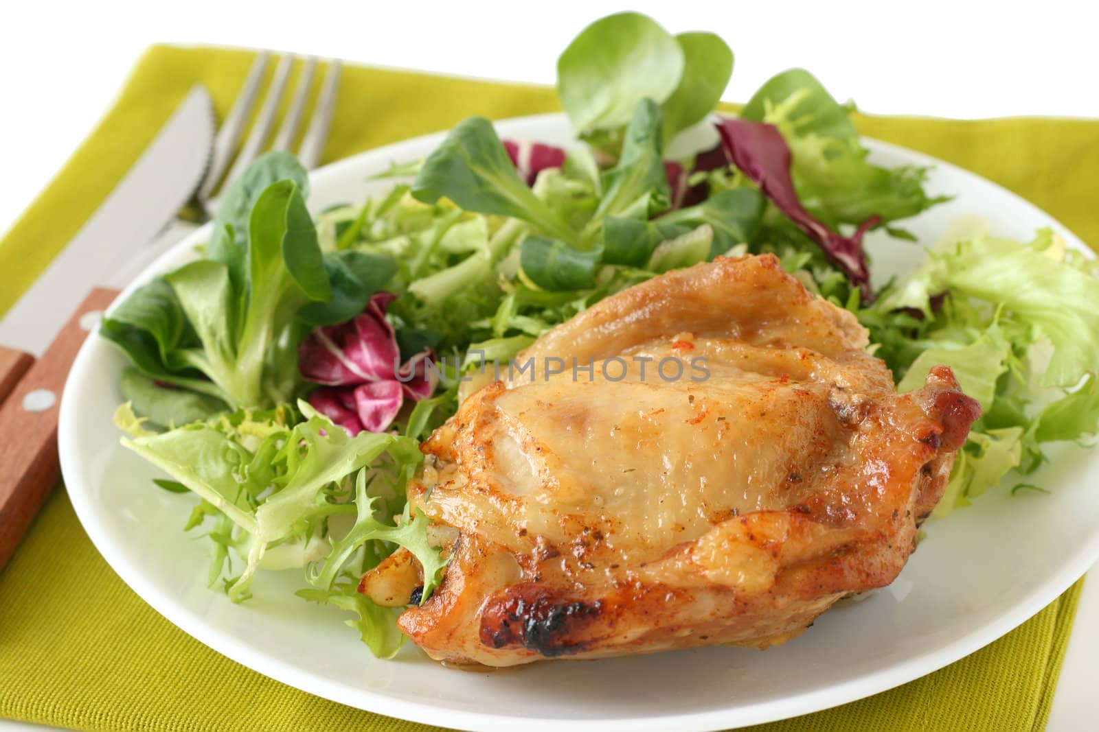 fried chicken with salad by nataliamylova