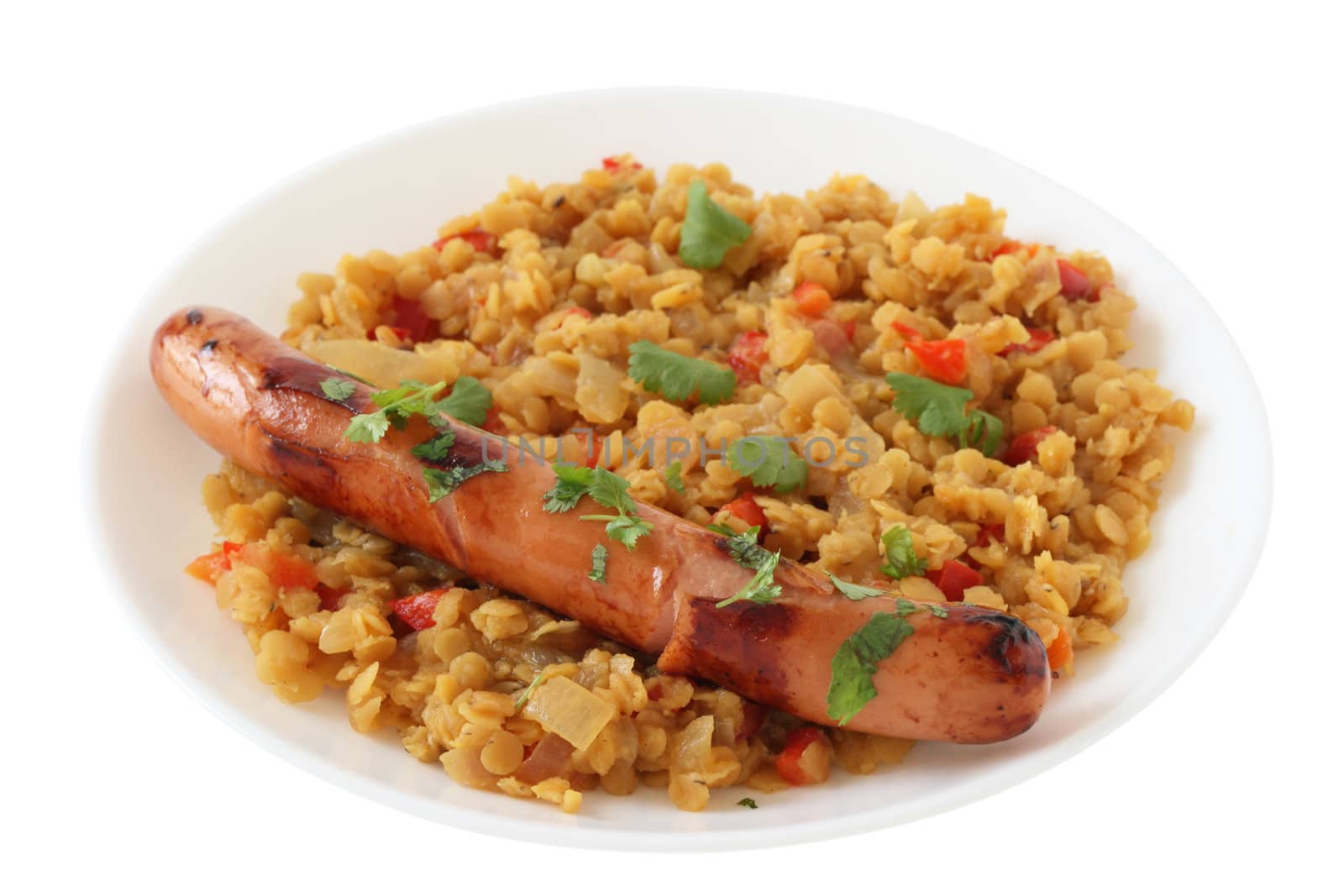sausages with lentil with vegetables