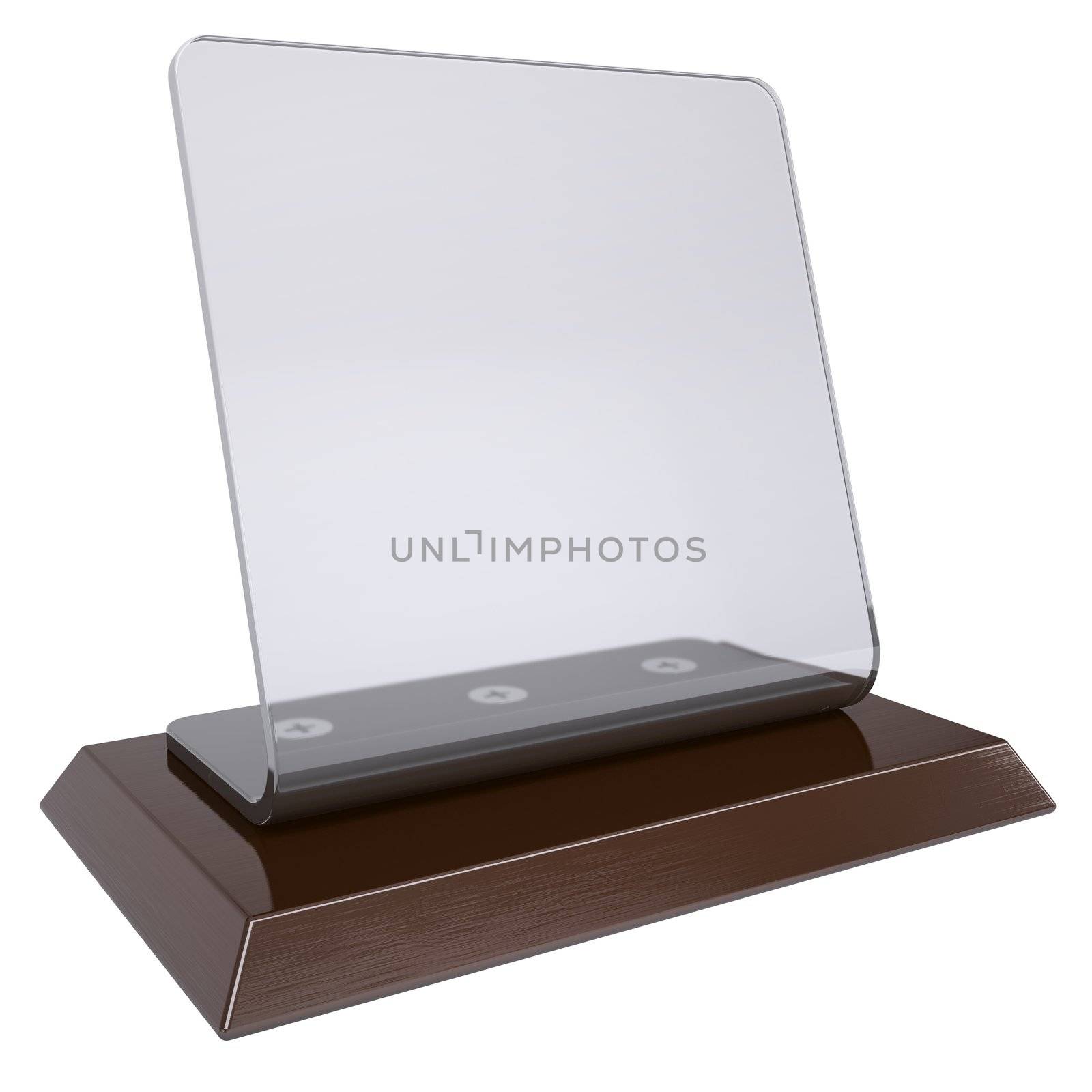 Transparent desktop plate. Isolated render on a white background