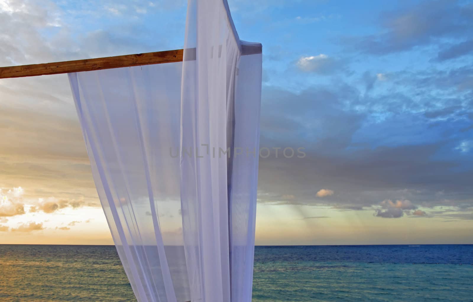 Draping decoration intended for use at a tropical wedding