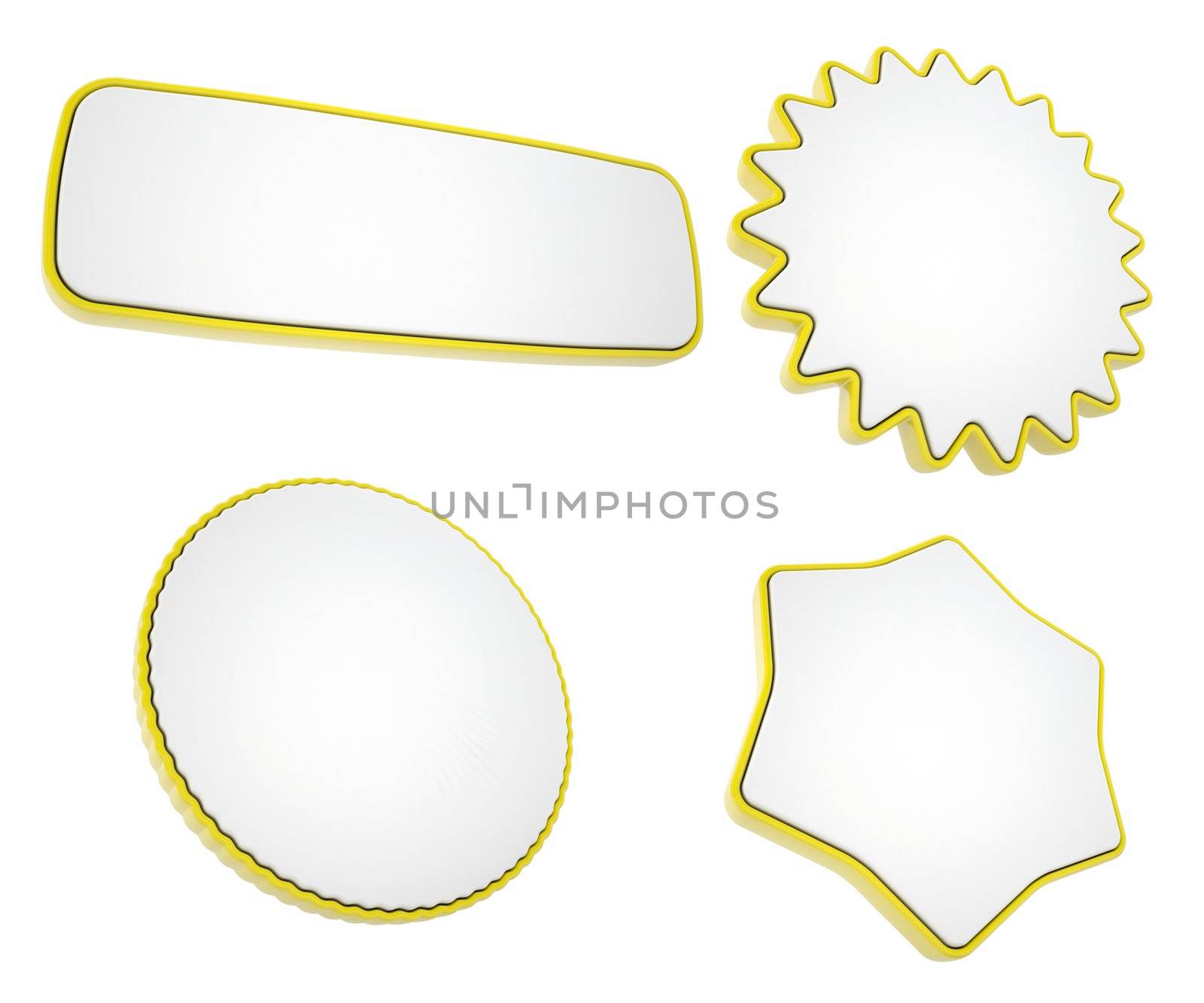 Set of yellow banners. Isolated render on a white background