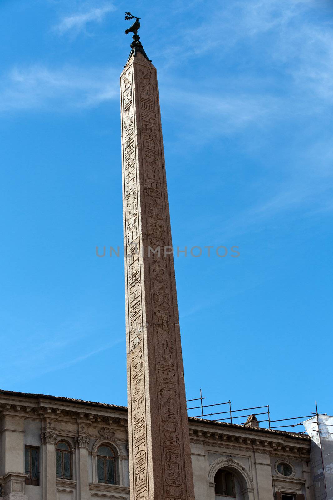 Egyptian obelisk in the middle of Piazza Navona, Rome, Italy 
