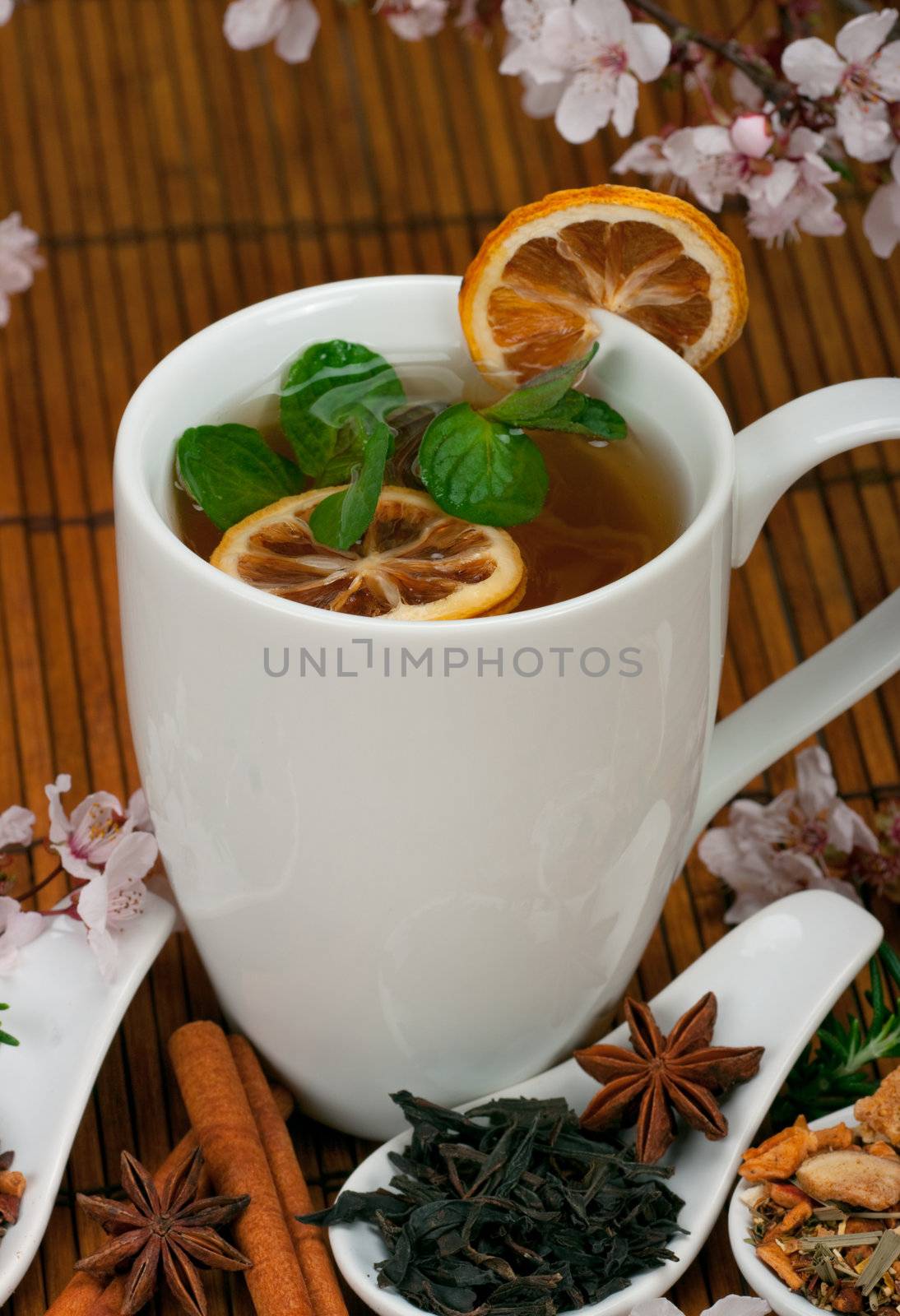 Healthy tea with spices, herbs
