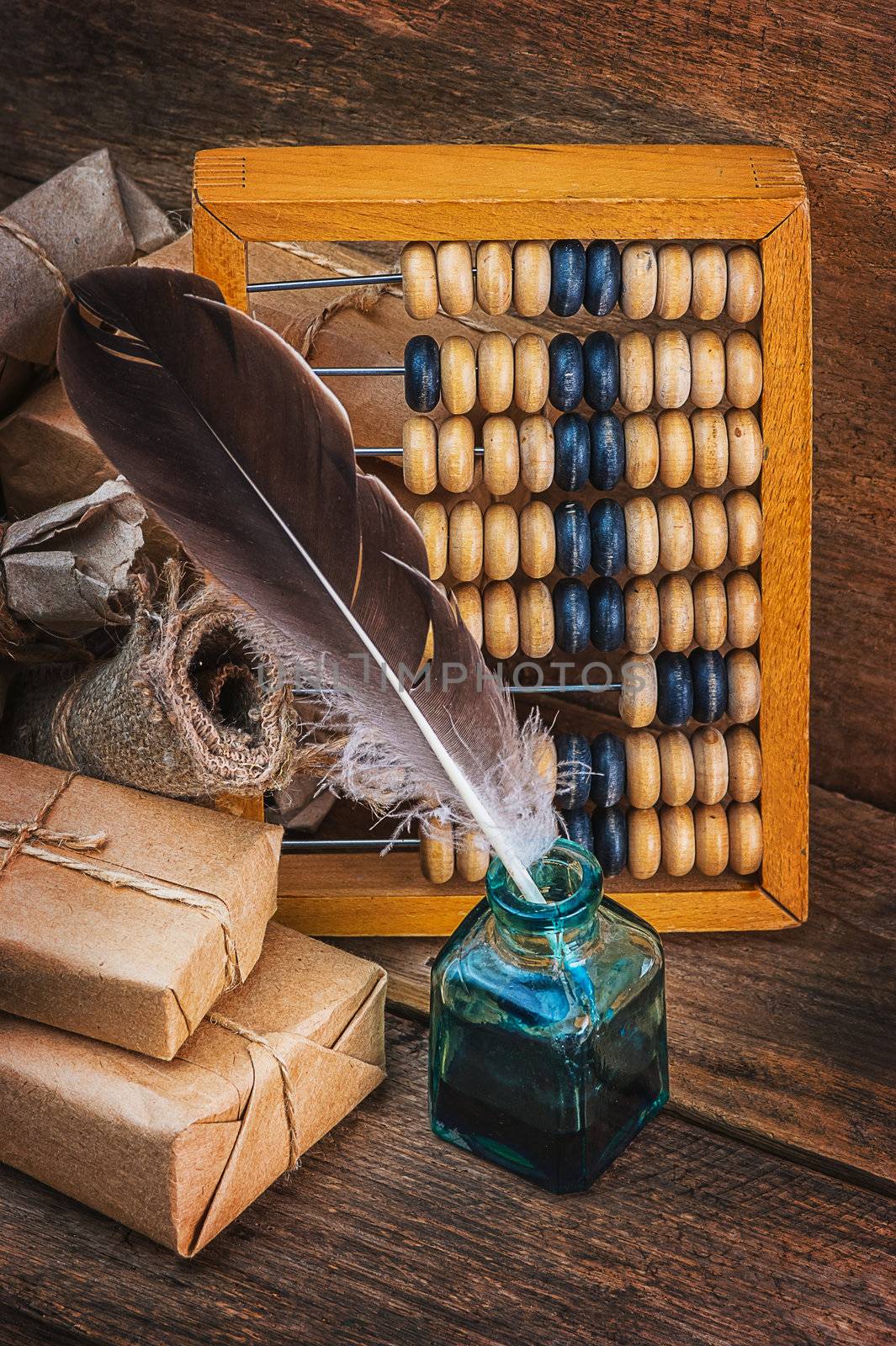 Still Life in a warehouse with  abacus in old-style