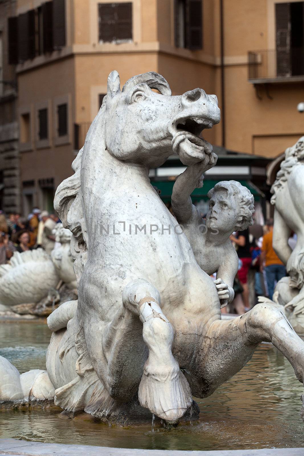Piazza Navona, Neptune Fountain in Rome, Italy 