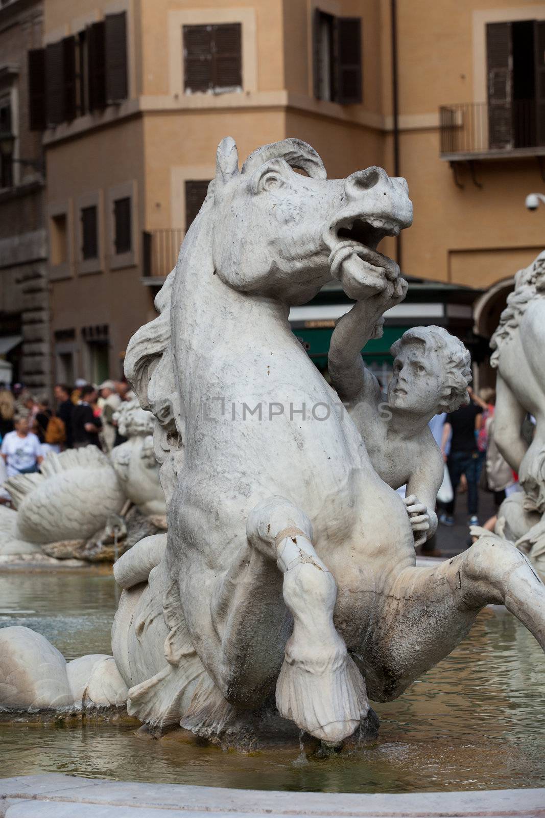 Piazza Navona, Neptune Fountain in Rome, Italy 