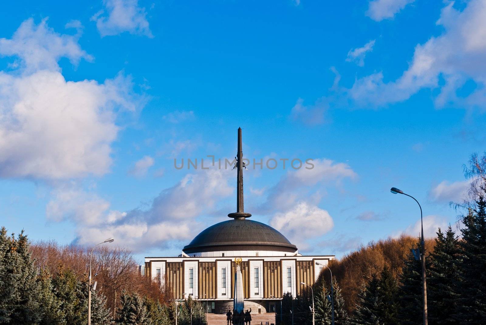 Moscow victory park building, taken on a sunny winter morning
