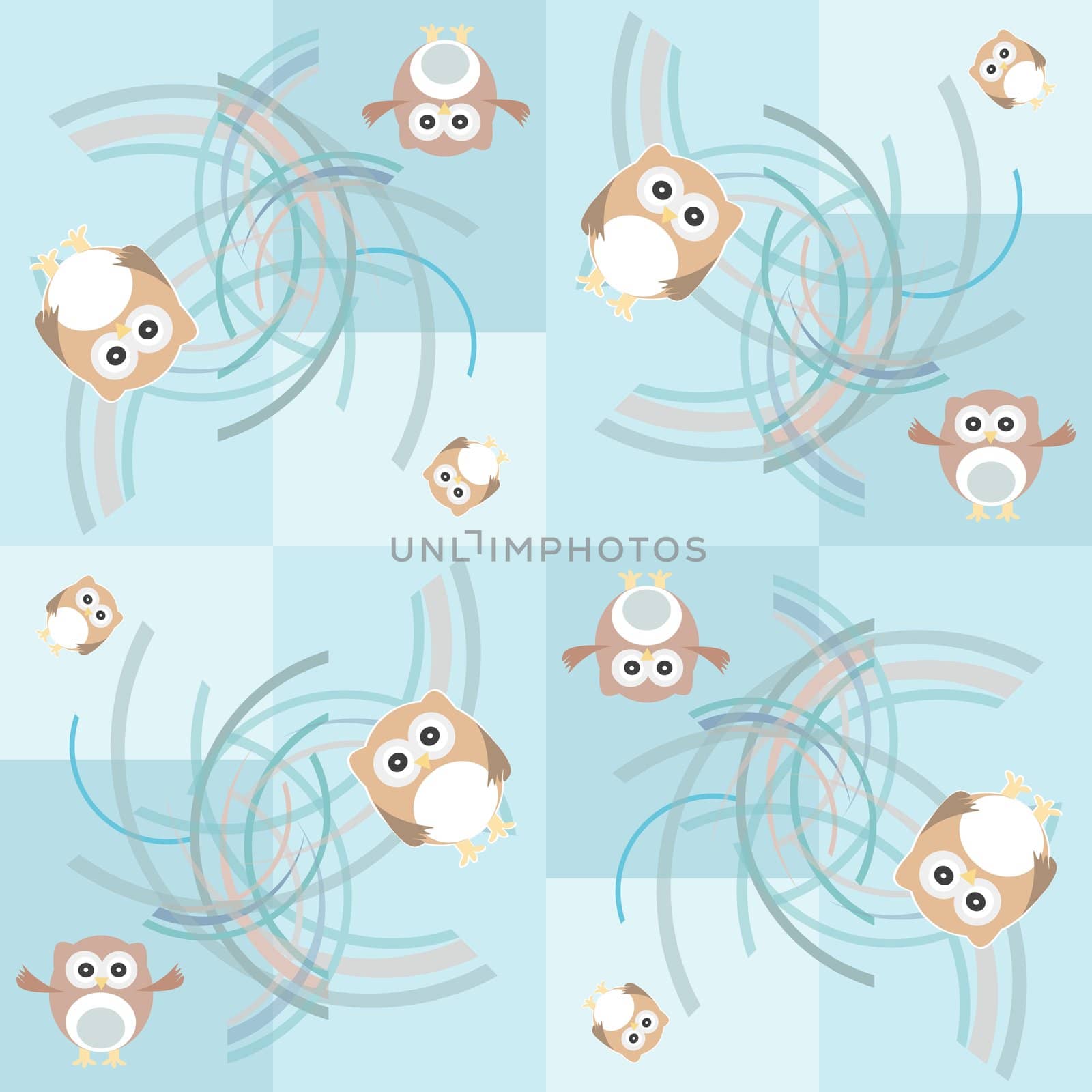 Seamless pattern with owl and birds for kids by fotoscool